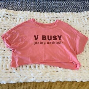 Aerie Offline Pink Crop Top “V Busy”
